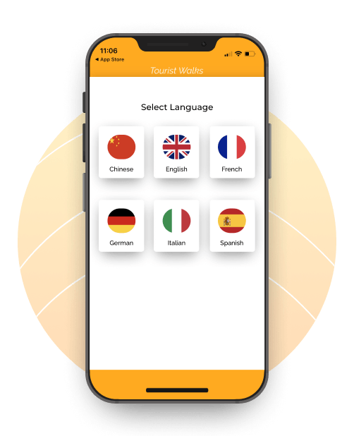 Multilingual audio walking tour app